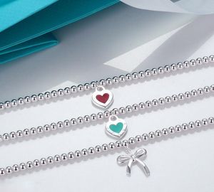 Luxury Brand Love Heart Designer Braccialetti con ciondoli per donna Cute Pink Blue S925 Sterling Silver Collane Orecchini Bracciale con perline Gioielli da sposa per feste