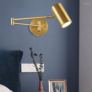Vägglampor guld modern inomhusbelysning fixtur nordisk armatur arm svängbar säng antik lamplamp
