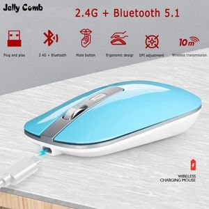 Ratos geléia pente sem fio mouse bluetooth 5.1 recarregável mouse para portátil notebook ipad ergonômico ratos silenciosos 1600dpi ajustável