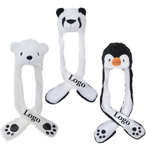 Berets Animal Hat Plush Costume Embroidery Accessories Long Scarf And Mittens-Panda For Adult Kids