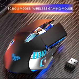Mouse Mouse da gioco wireless ricaricabile Bluetooth 3.0/5.0 2.4G 3 modalità 7 pulsanti Mouse ergonomico da 1600 DPI per computer portatile
