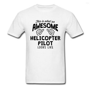 Męskie koszule niesamowite helikopter Pilot T-shirt Men Black White Clothing Zabawny projektant Top School Fashion Shirt Cotton Tshirt Fitness