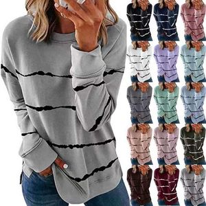 T-Shirt Streifen 5XL Langarm Tops Frauen T-shirts Damen Tops 2022 T Shirt Druck Herbst Frühling Tunika Weibliche Kleidung Chemisier femme