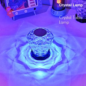 Rose Crystal Lampa, zmieniająca kolor lampa dotykowa, lampa diamentowa, dekoracyjna lampa do sypialni salon, wystrój domu Kreatywny RGB Acryl Night Light Prezent chłodny ciepły biały