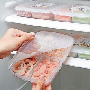 Storage Bottles 4 Grids Food Fruit Box Portable Compartment Refrigerator Container With Lid Reusable Sealed Crisper