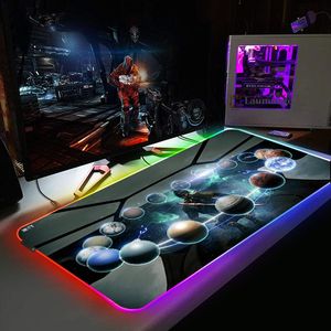 Pads Warframe RGB Mouse Pad Gamer Table Pads Accessories Setup Gaming Keyboard XL Big LED WIRED MOUSEPAD MAT på bakgrundsbelysta skrivmattor