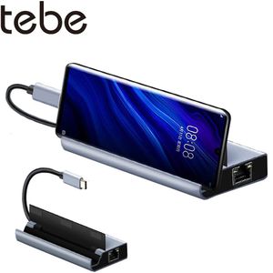 Stacje Tebe 7 w 1 USB Typec Hub USB C do 4K HDmicompatible Gigabit Ethernet TF/SD Czytnik kart MacBook Pro/Air Docking Station