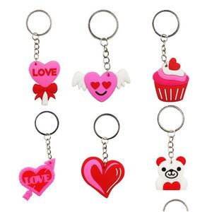 Keychains Lanyards Pvc Heart Keychain Cartoon Pendant Valentines Day Gifts Keyring Key Chain Drop Delivery Fashion Accessories Dhb3E