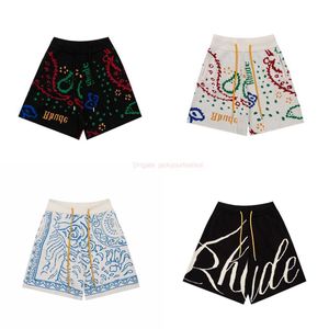 Designer Short Fashion Casual Clothing Beach shorts 2023 New Rhude Knitted Cashew Flower Jacquard Letter High Quality Loose Fashion Casual Shorts for Men Women Jogg
