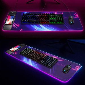 Pads R58A LED Light Gaming Wireless Charging Mouse Pad RGB Large NonSlip Rubber Base Keyboard Computer Carpet Desk Mat for Laptop