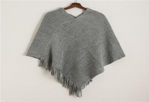 2020 Winter Knit Women Scarf Solid Cashmere Poncho Capes for Lady High Quality Tassel Wool Ponchos Scarves6619976
