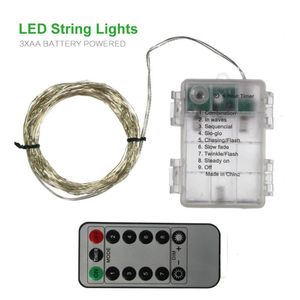 Strings 10M 33ft Copper Silver Wire LED String Light Fairy Garland Lamp Decorative Christmas With 8 Modes Remote Control Battery Powered