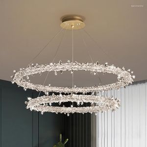 Pendant Lamps Nordic Living Room Crystal Chandelier Simple Modern Bedroom Atmospheric Ring Round Restaurant Hall Internet Celebrity LED Lamp