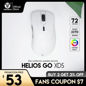 Rice fantech helios go xd5 wired e mouse sem fio Pixart 3370 rgb mouse de jogo lod ajustável apenas 72g e 40 horas