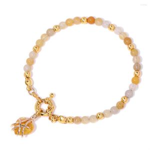 Charme Armbänder Mode Draht Gewickelt Herz Für Frauen Männer 4mm Gold Farbe Spacer Perlen Armband Kristall Quartza Armreifen schmuck