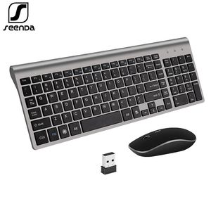 Combos Seenda Russo Espanha Teclado e Mouse Sem Fio Combo Ergonômico Mouse PC Mause Botão Silencioso Teclado Mouse Conjunto para Laptop PC