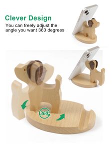 Creativity Base Wooden Cell Phone Mounts & Holders Cartoon Elephant Bamboo Wooden Practical Mobile Desktop Bracket Portable Stand For Desk Docking Station