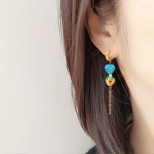Hoop Earrings Uworld Summer Glass Love Heart Random Color Accessories Tassel Drop Lampwork Beads Women Jewelry Gift