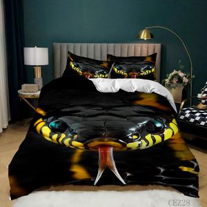 Bettwäsche-Sets, 3D-Horror-Schlangen-Stil-Set für Schlafzimmer, weiche Tröster, Bettbezug, Tagesdecken, Bettwäsche, bequemer Quilt-Kissenbezug