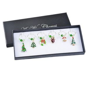 Charms 1set/6pcs Green Emalj Ving Glas Metal Christmas Series Fit Marker Table Decor Year Gift Drop Delivery Smycken Fynd Compo Dhutq