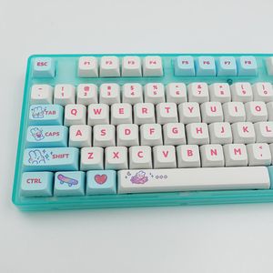 Tillbehör GMKFANS Steam Rabbit PBT KeyCap Söt Anime XDA Profil Syesub 129 Keys KeyCaps för anpassade mekaniska spel Keyboard Key Caps