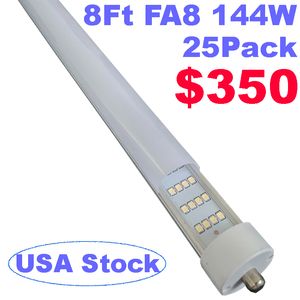 144W T8 8ft LED-rörljus 270 Vinkel, enstift FA8-bas 18000lm 8 fot 4 rad (300W LED-lysrörsersättning), dubbel-sluten effekt AC 85-277V Crestech