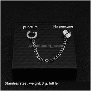 Clip-On Screw Back Backs Earrings Ear Bone Chain Personality Girl Boy Jewelry Wholesale Stainless Steel Harajuku Hip Hop Drop Deliv Dh0Hu