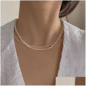 Chokers gargantilha de moda francesa de água doce natural barroca de milho de pérolas de pérola temperamento de luxo de luxo de presente entrega de gotas de gotas je dhujz