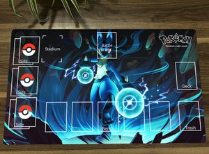 Коврики PM PTCG Mat Lucario Коллекционная карточная игра Коврик CCG Playmat Резиновый коврик для мыши Настольный игровой игровой коврик Подарок Бесплатная сумка 60x35 см