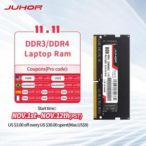 Parçalar Juhor Rams DDR3 4G 8G 1600MHz DDR4 8GB 16GB 32GB 2400MHz 2666MHz 3200MHz Dizüstü Bilgisayar Hafıza Sodimm Dizüstü Dizüstü Bilgisayar Ram