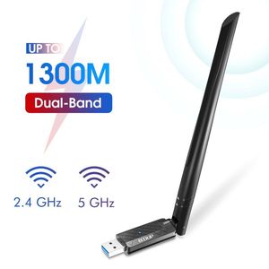 Adapter USB WiFi Adapter Desktop PC 1300Mbps USB 3.0 WiFi Dual Band Network Adapter med 2,4 GHz/5,8 GHz High Gain Antenna Mumim