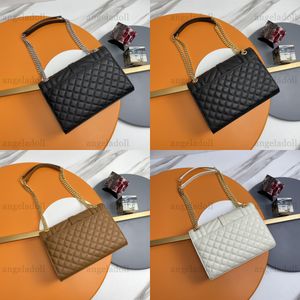 Designers de qualidade de espelho 10A Small envelope Bag Womens Caviar de couro real Chevron Flap Bolsa Bolsa de Luxúria Crossbody Black Chain Strap Box Bolsa