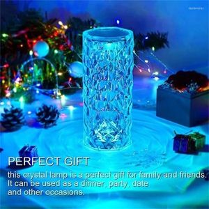 Table Lamps 3/16 Colors LED Crystal Lamp Rose Light Projector Touch Romantic Diamond Atmosphere USB Night For Bedroom