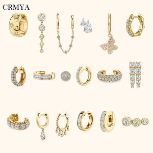 Brincos de argola cheia de prata dourada de Crmya para mulheres Moda CZ Piercing Piercing Feminino Brincos Dangle 2022 Jóias por atacado