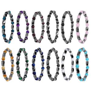 Wholesale Natural Stone Beads Bracelet Energy Magnet Hematite Button Beads Elastic Bracelet Women Men Accessories