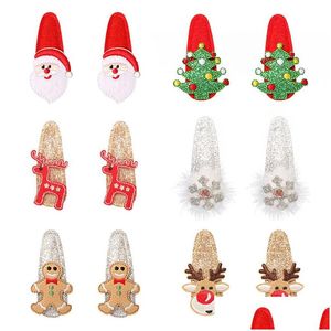 Hair Clips Barrettes Christmas Cartoon Sequins Children Bangs Bb Clip Party Decoration Hairpin Ornaments Year Gift Drop Delivery J Dhz7T