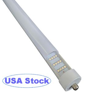 Single Pin FA8 BASE T8 LED-rörljus 8 fot 4 rad 144W, frostat mjölkigt lock, cool vit 6500K, fluorescerande rörbyte, ballast bypass, dubbel-sluten kraft usalight