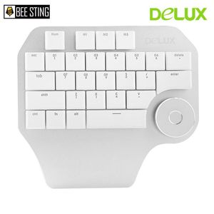 Combos Delux T11 Designer Single Hand Ergonomic Keyboard M618 + Surface Dial Mini Wireless Bluetooth Vertical Mouse Combo For PC Laptop