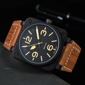 Designer mens Wristwatches Men bell Automatic Mechanical Watch Brown Leather Black Rubber ross Wristwatches watches gift