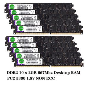 RAMS LDYN 10x2GBデスクトップメモリ​​RAMメモリモジュールDDR2 2GB 800MHz 667MHz PC2 6400 DDR2 RAM PC25300デスクトップメモリ