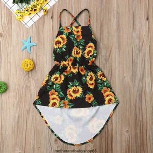 Sukienki dziewczynki Dzieci Dziewczyny Dziewczyny Summer Sunflower Backless Page -Back Pageant Sukienka Sundress