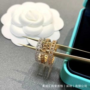 Designer Brand Double T Ring 925 Sterling Silver Plated Rose Gold Narrow Edition Xiao Zhan Same Hollow Plaid Handpiece