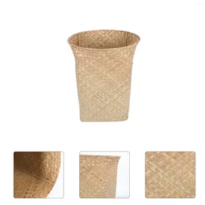 Gift Wrap Straw Trash Can Waste Holder Home Vintage Decor Baskets Simple Large-capacity Woven Storage Supplies