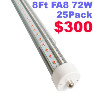 72W T8 a forma di V 8FT LED Tube Light 270 Angle, Single Pin FA8 Base 18000LM 8 piedi Double Side (sostituzione lampadine fluorescenti LED 300W), alimentazione CA dual-ended 85-277V usastar