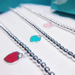 Designer Classic Armband 925 Sterling Silver Senior Necklace Female Heart Blue Heart Love Send Girl Girl Firfjödisalentin Day Gift