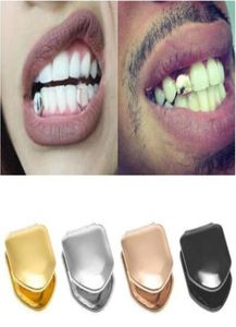 Doğrudan Satış Tek Metal Diş Grillz Goldsilver Renk Diş Grillz Üst Alt Diş Kapakları Vücut Takı Kadınlar Moda V1640983