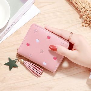 Wallets Women Mini Tassel carteira Ladies Garota fofa zíper curto