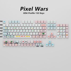 Combos KBDiy PBT Cute Pink Keycap 132Key XDA Profile Pixel Wars Keycap para MX Teclado de jogo mecânico personalizado para GK61/64/68/78/87/96