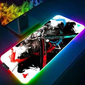 Almofadas RGB One Piece Mousepad Kawaii Gaming Acessórios Antiderrapante Mouse Pad Anime LED Luz Mausepad Tappetino Mouse XXL Tapete de teclado