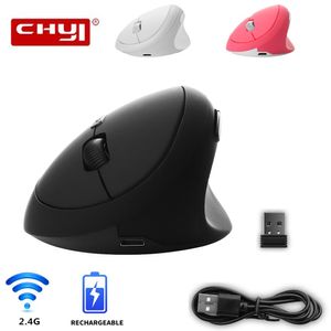 Fareler Chyi Ergonomik Dikey Fare 2.4G Kablosuz USB şarj edilebilir 1600dpi Gamer Fareleri 6D Mini Oyun Fare Bilgisayar Dizüstü Bilgisayar İçin PC için